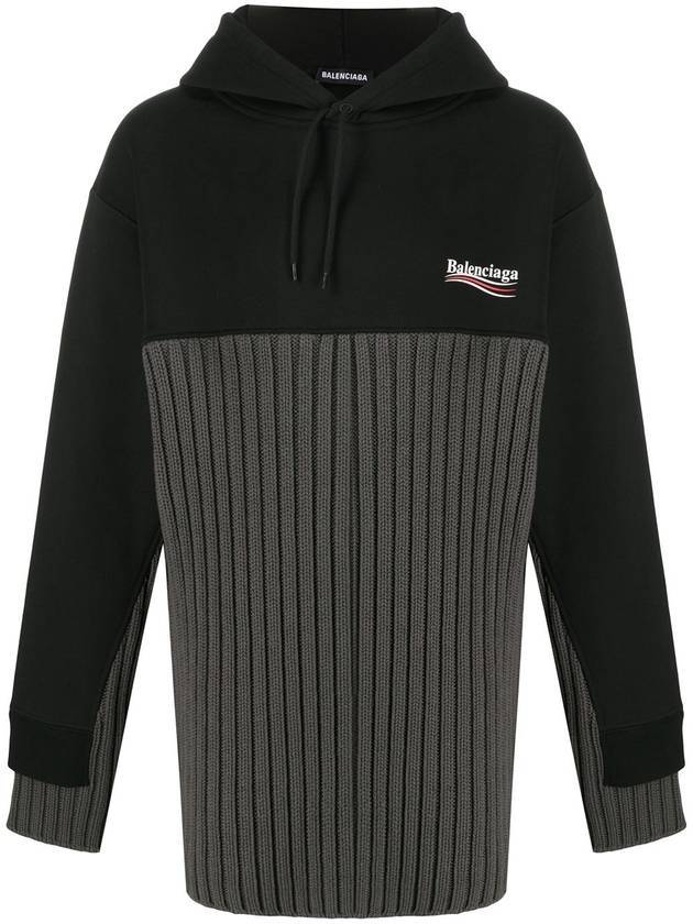 Luxury Balenciaga  Wave Logo Knit Hoodie Black