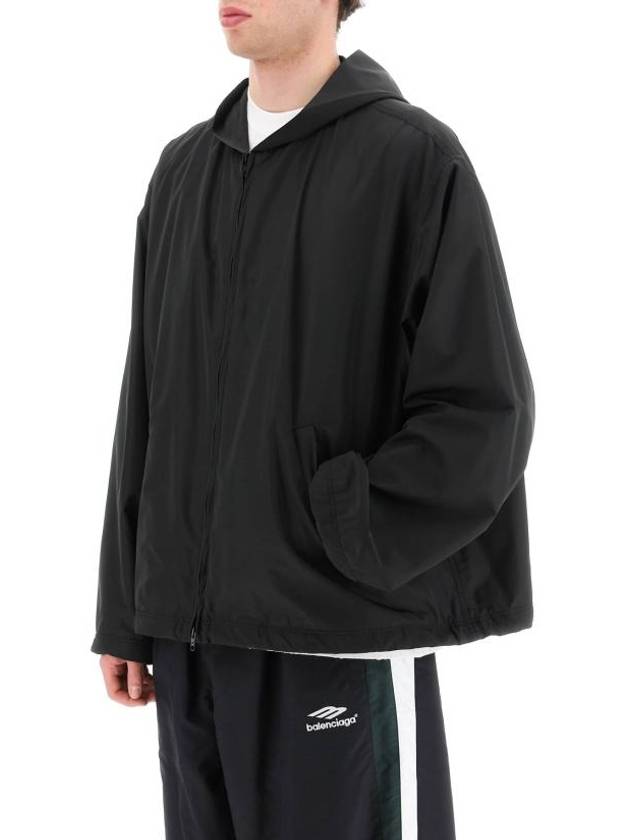 Luxury Balenciaga  Logo Print Hooded Windbreaker Black