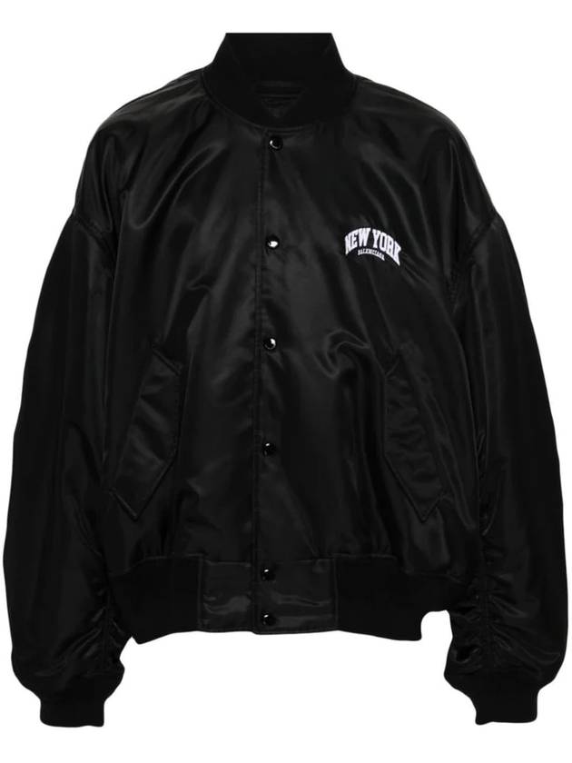 Luxury Balenciaga  New York Embroidery Bomber Jacket Black