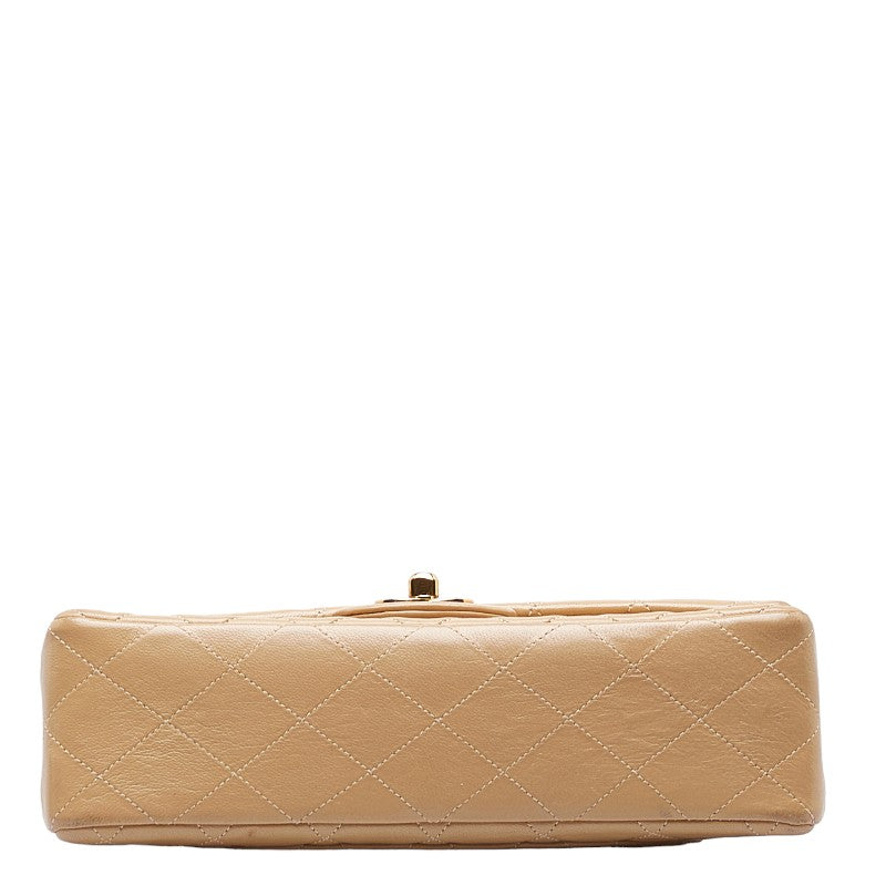 Chanel Mattrase 23 Coco Double Flap Chain Shoulder Bag Beige Leather  CHANEL