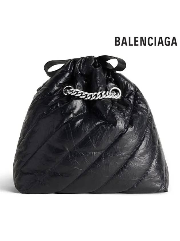 Luxury Balenciaga  Crush Embellished Logo Quilted Leather Tote Bag Black