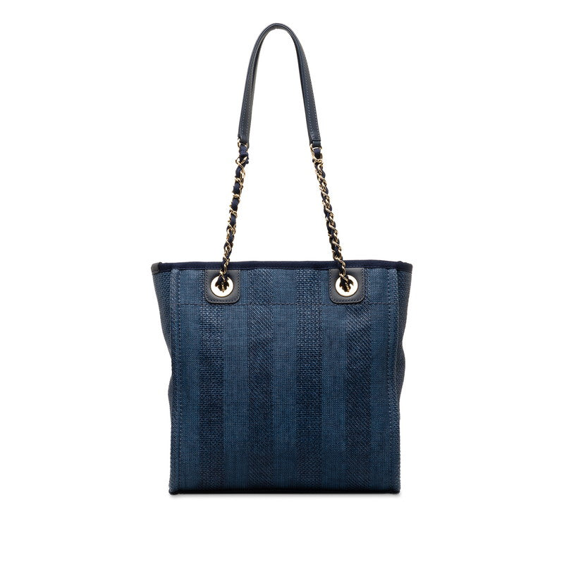 Chanel Dolphin PM Shoulder Bag Navy Raffia Leather  Chanel