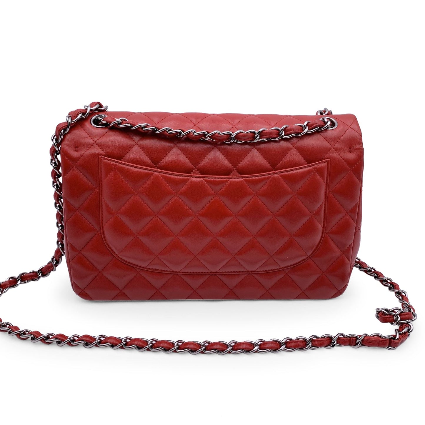 CHANEL Red Quilted Jumbo Timeless Classic Shoulder Bag 30 Cm