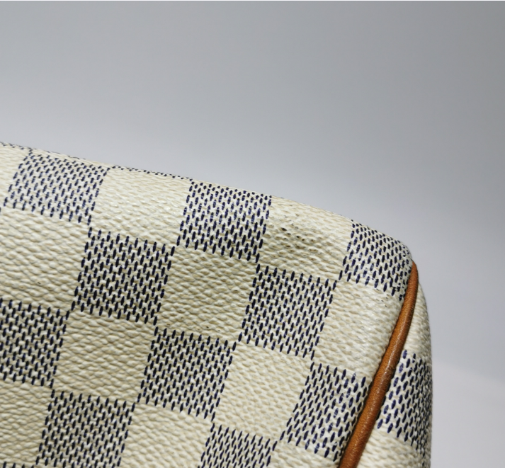 Preloved LV Louis Vuitton Damier Azur speedy 30 bag white 30cm*21cm*17.5cm 250210781057004