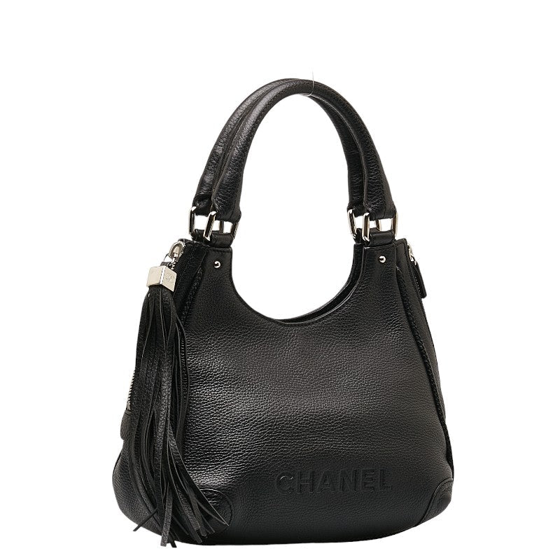 Chanel logo Tasel handBags black leather ladies Chanel