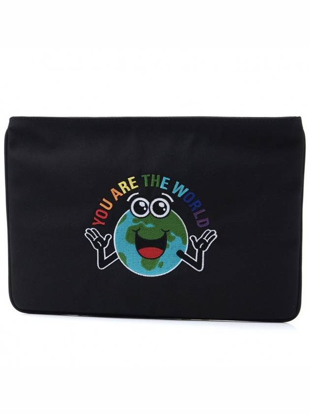 Luxury Balenciaga  Earth Print Nylon Clutch Bag Black