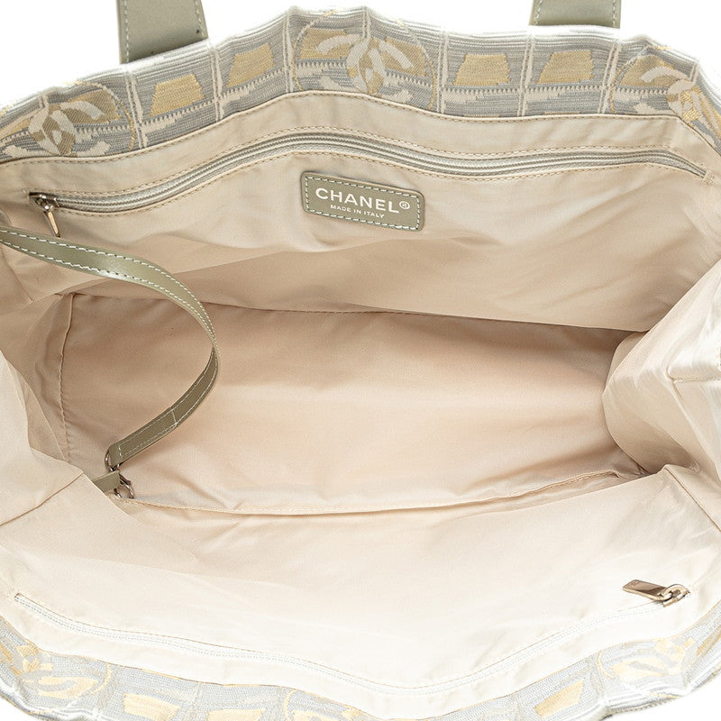 Chanel Nylon Leather Tote Bag Beige Gray