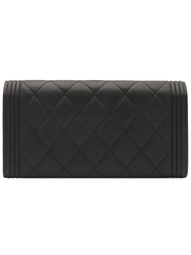 Black Caviar Gold Boy Long Flap Wallet A80286 Chanel