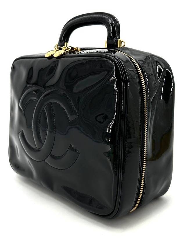 Patent cosmetic top handle tote bag and shoulder Chanel