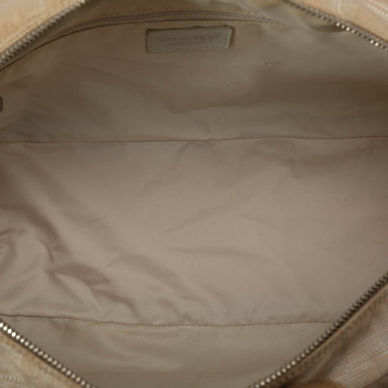 Chanel New Label Line Handbags Boston Bag Ivory Beige Canvas Leather  CHANEL