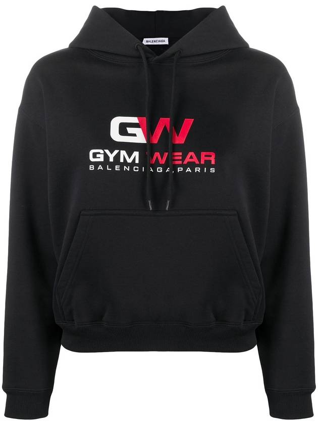 Luxury Balenciaga  Gymwear Logo Cotton Hoodie Black