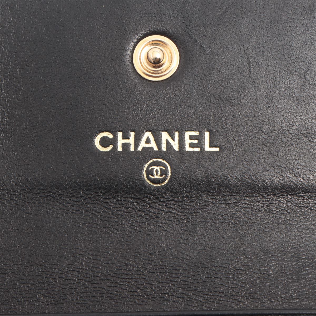 Chanel Coco Caviar S Compact Wallet Black Gold  8th