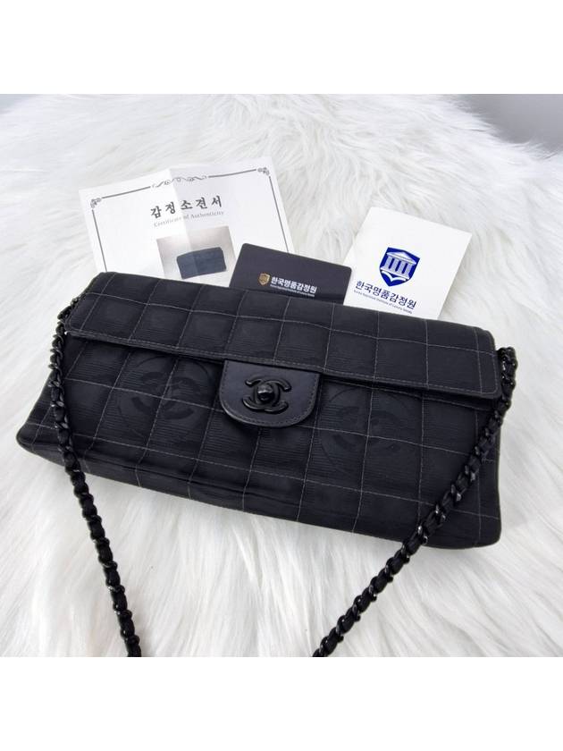 New Travel Chocolate Bar Baguette Bag Shoulder Black Chanel