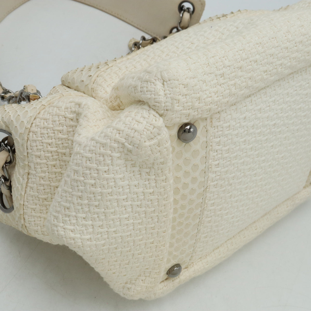 Chanel Chanel Cocomark Wrapped Chain Bag One-Shoulder Shoulder Bag Cotton Canvas Pearson Ivory White Blumin