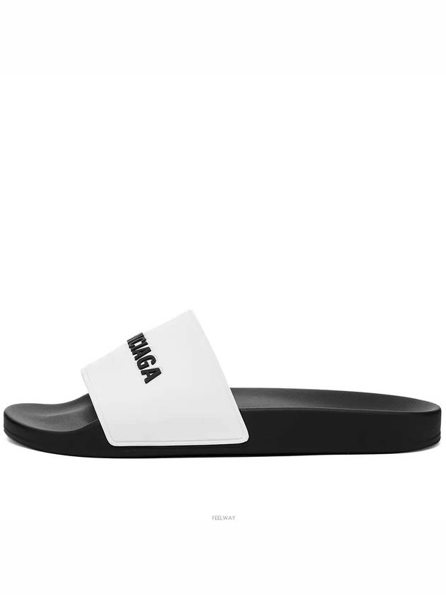 Luxury Balenciaga  Logo Pool Slippers White