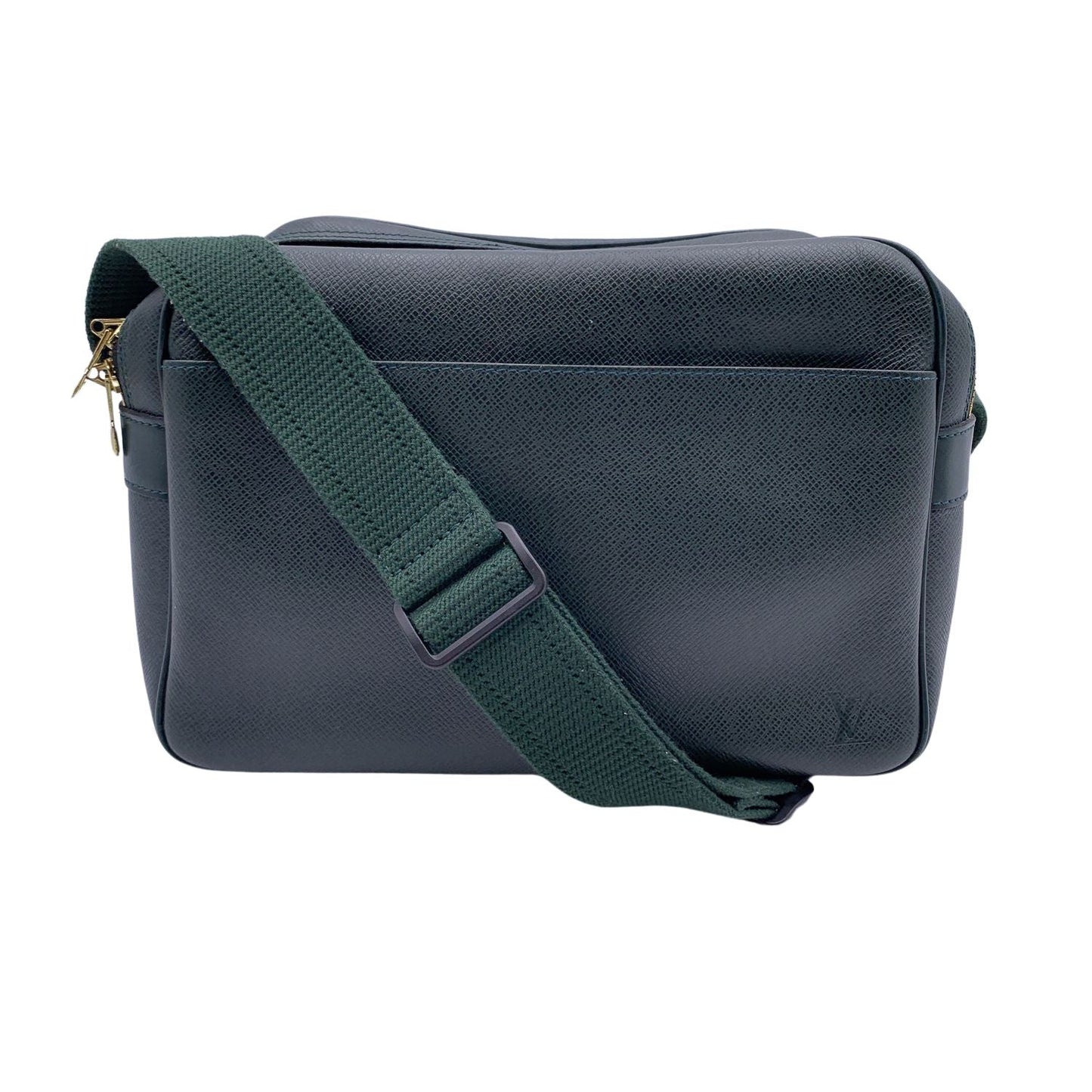 LOUIS VUITTON Green Taiga Leather Reporter Pm Messenger Bag
