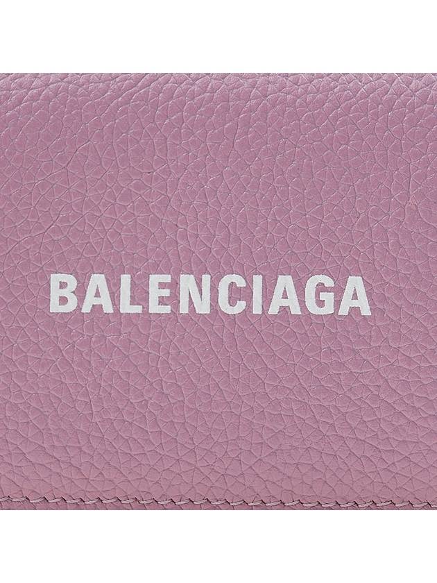 Luxury Balenciaga  Logo Tripold Leather Half-Wallet Pink