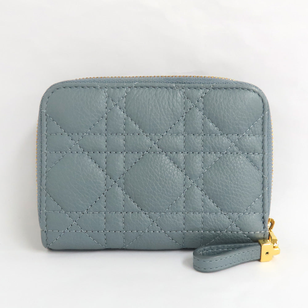 Dior Dior Caro Scarlet Biff Wallet S5032UWHC Lady Wallet Double Folded Wallet Cloud Blue ather Gold Coin    High Quality Wade
