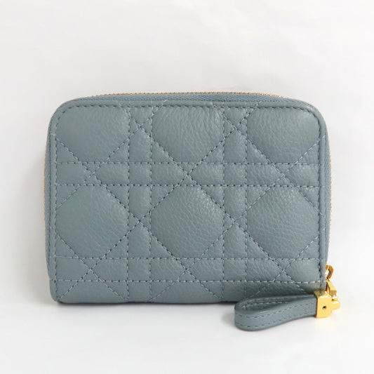 Dior Dior Caro Scarlet Biff Wallet S5032UWHC Lady Wallet Double Folded Wallet Cloud Blue ather Gold Coin    High Quality Wade