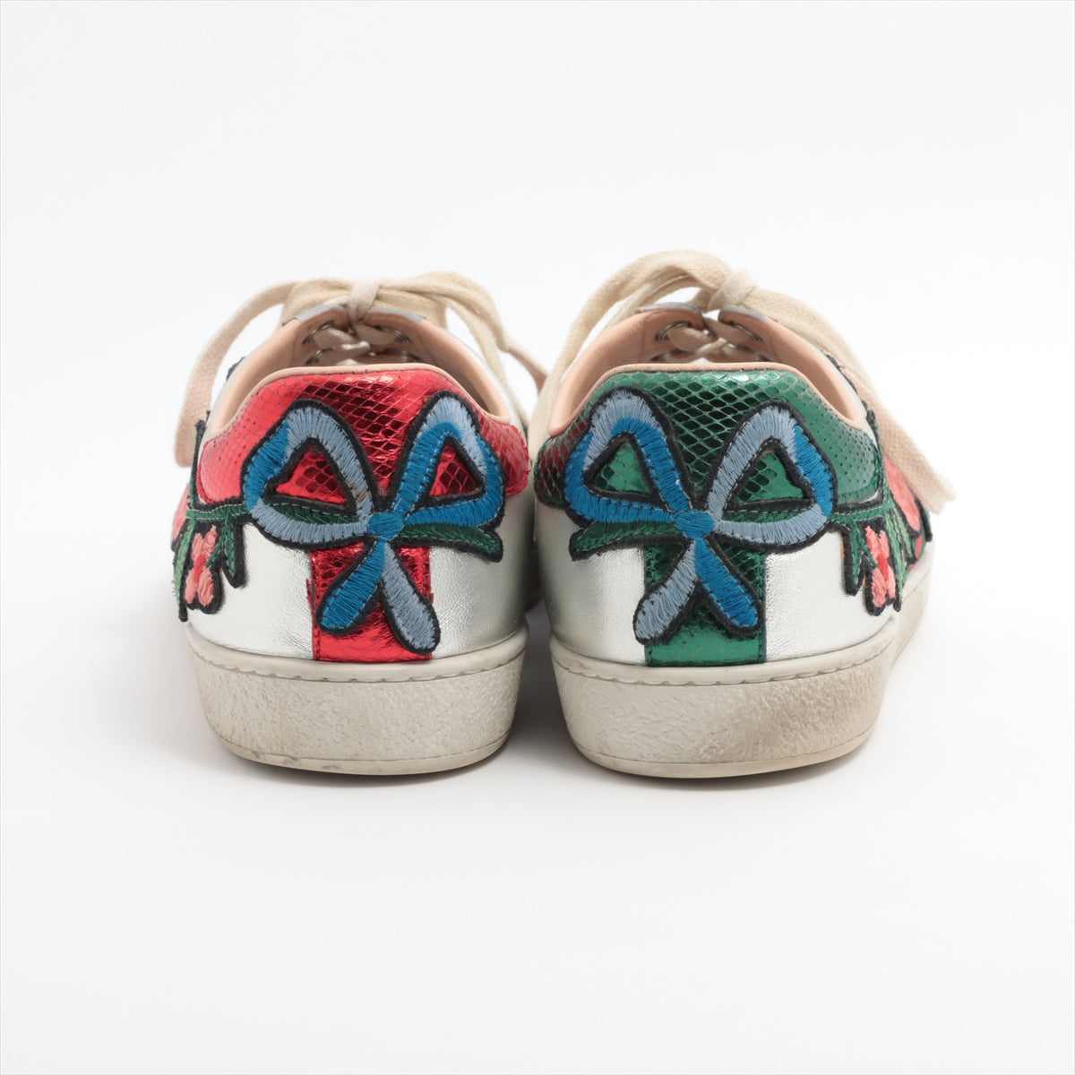 Gucci Ace Leather Trainers 38 1/2  Silver 431917