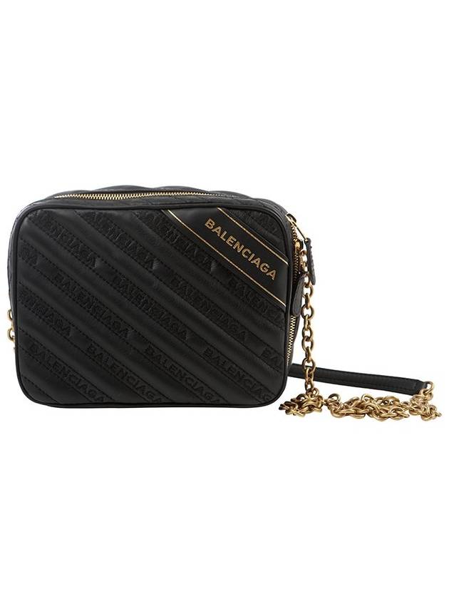 Luxury Balenciaga  Blanket Reporter Chain Cross Bag Black