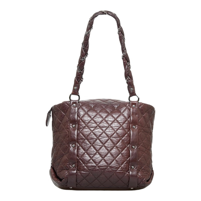 Chanel Cocomark  Line Chain Shoulder Bag s Bag Brown Silver Leather Ladies CHANEL