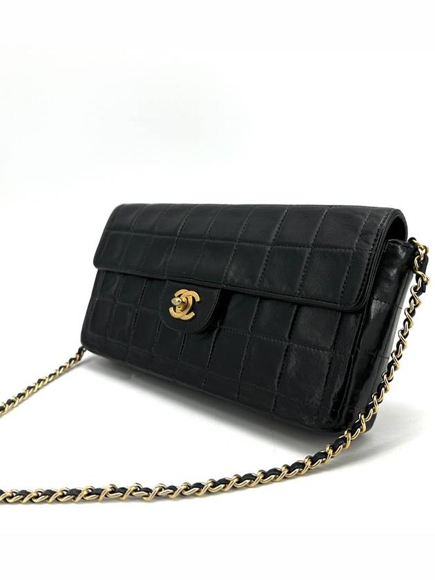 Lambskin chocolate bar baguette shoulder bag Chanel