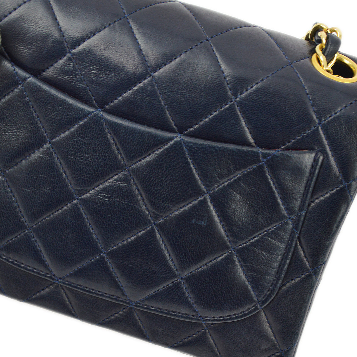 Chanel Navy Lambskin Mini Classic Square Flap Shoulder Bag 17
