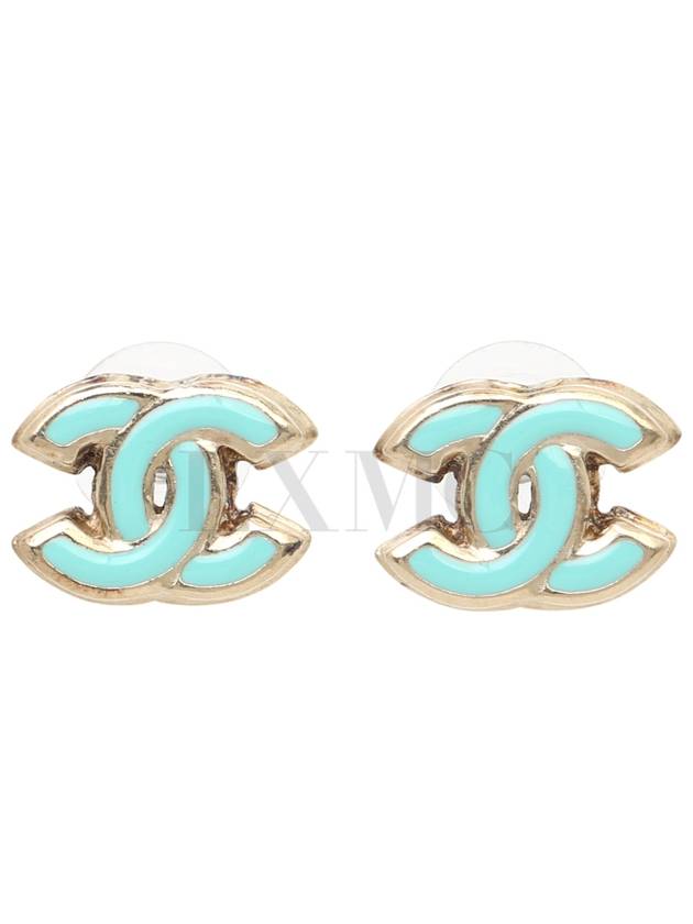 Earrings Tiffany Blue CC Logo Gold Chanel