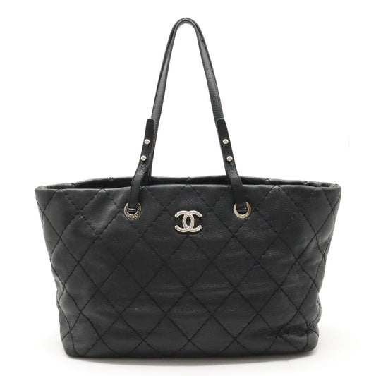Chanel Chanel Onza Road Coco Tote Bag Shoulder Bag Shoulder Killing Leather Black Black Silver  A48019
