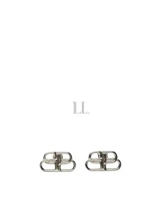 Luxury Balenciaga  BB Logo Stud Earrings Silver