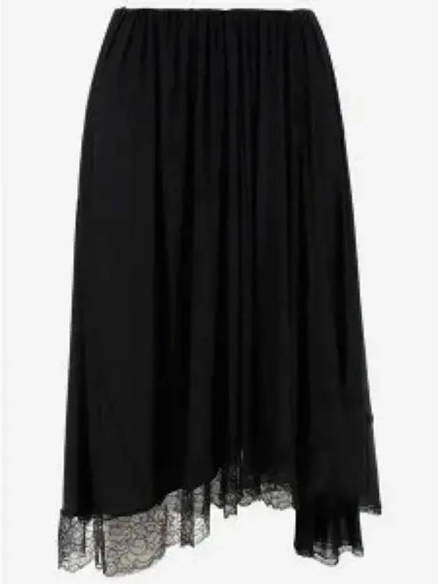 Luxury Balenciaga  Lace Trimmed A-Line Skirt Black