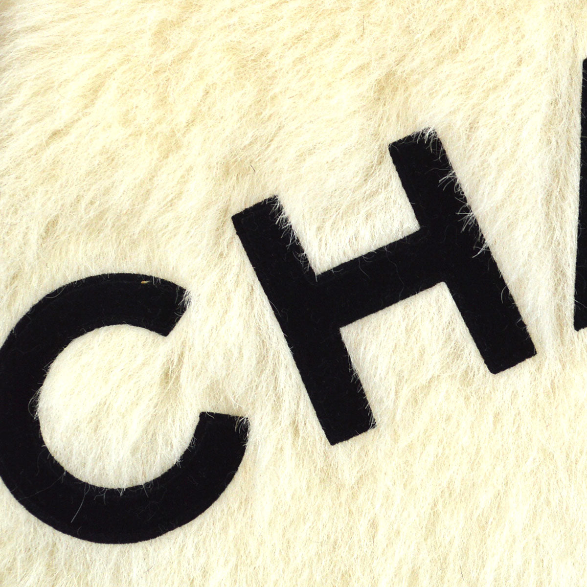 Chanel 1994 Ivory Faux Fur Logo Arm Warmer Bag