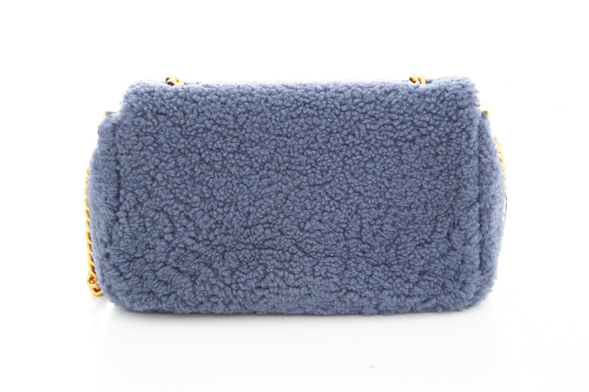 Fendi Blue Shearling Midi Cross-Body