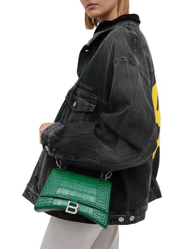 Luxury Balenciaga  Hourglass Crocodile Small Tote Bag Green