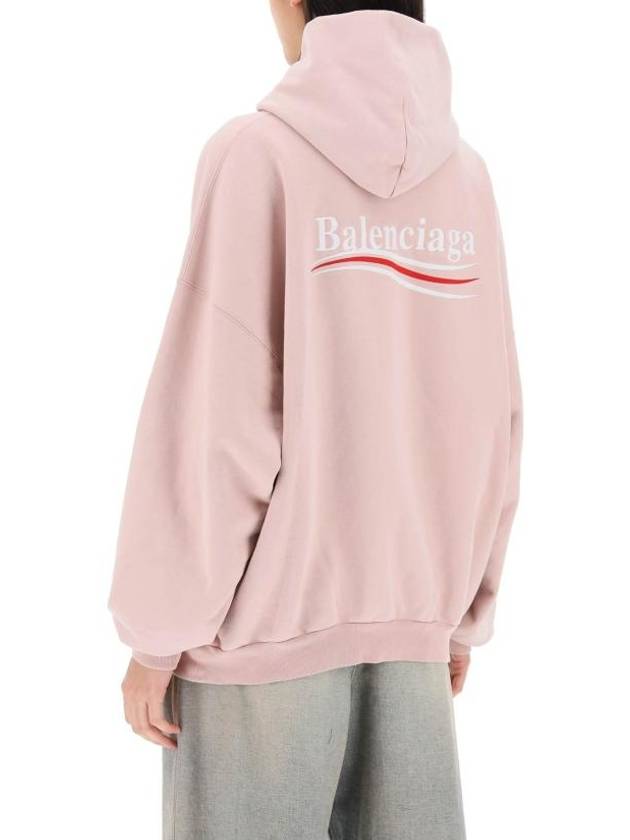 Luxury Balenciaga  Embroidered Logo Cotton Hoodie Light Pink