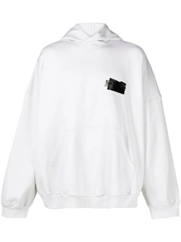 Luxury Balenciaga  Logo Tape Hoodie White