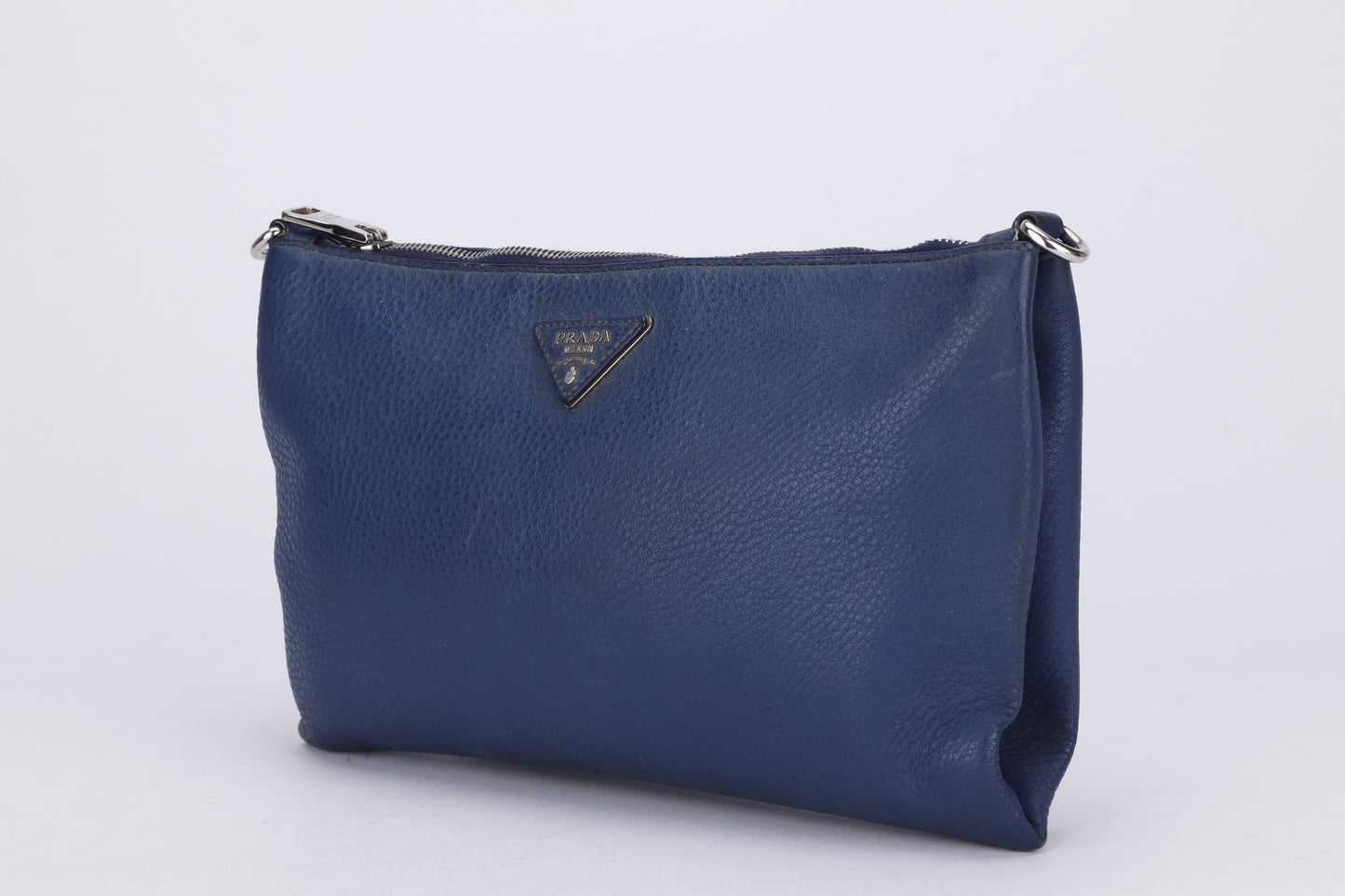 Prada Blue Leather Sling Bag, with Strap, Card & Dust Cover