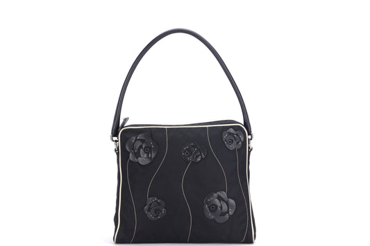 PRADA BR0413 TESSUTO FLORAL HANDBAG NERO BLACK FABRIC, WITH CARD & DUST COVER