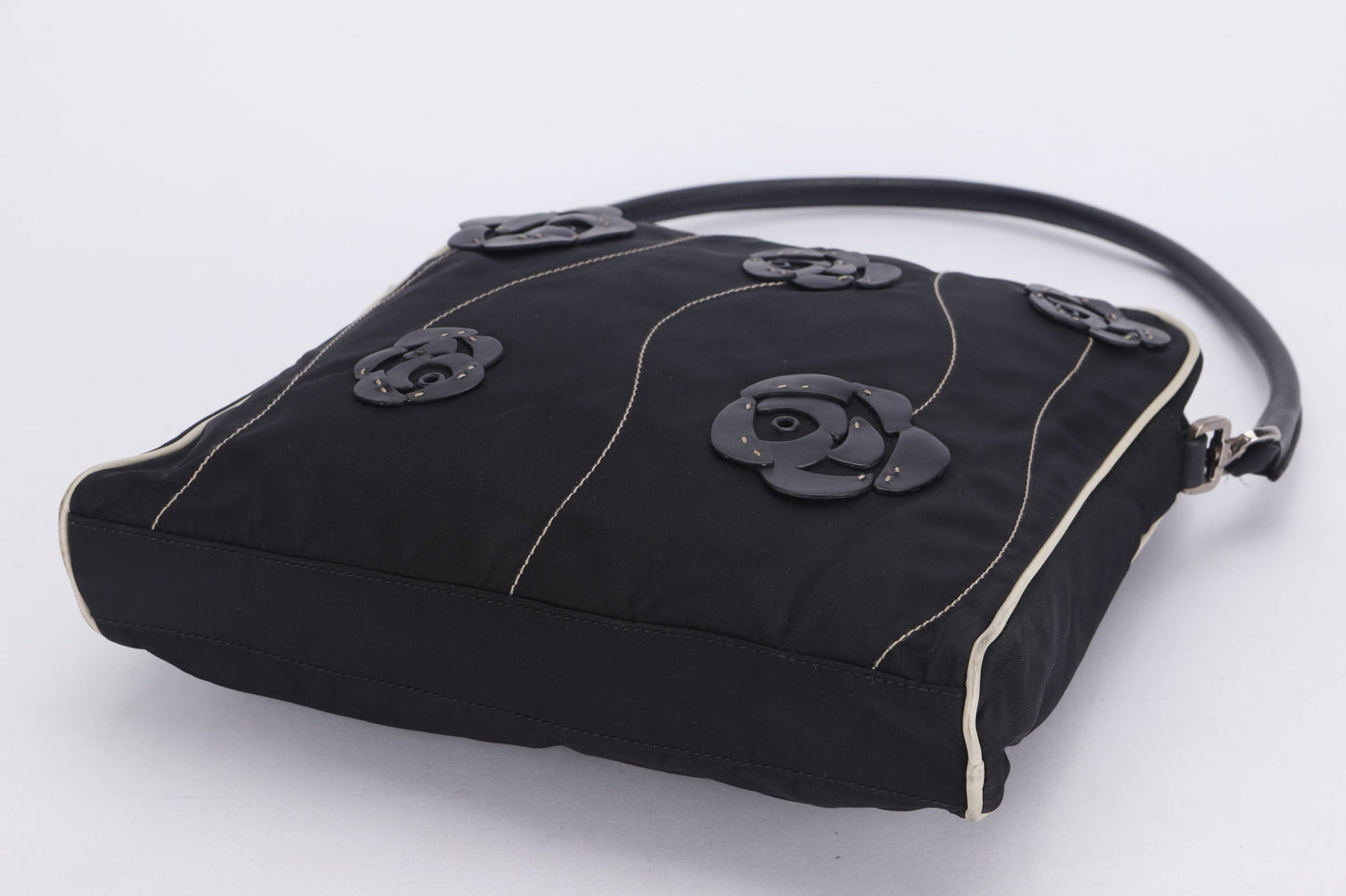 PRADA BR0413 TESSUTO FLORAL HANDBAG NERO BLACK FABRIC, WITH CARD & DUST COVER