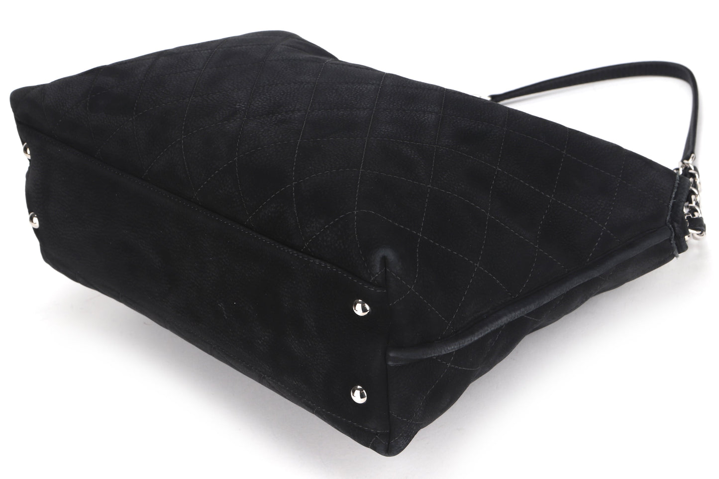 CHANEL FRENCH RIVIERA BAG (1598xxxx) BLACK QUILTED SUEDE SILVER HARDWARE, WITH  & DUST COVER