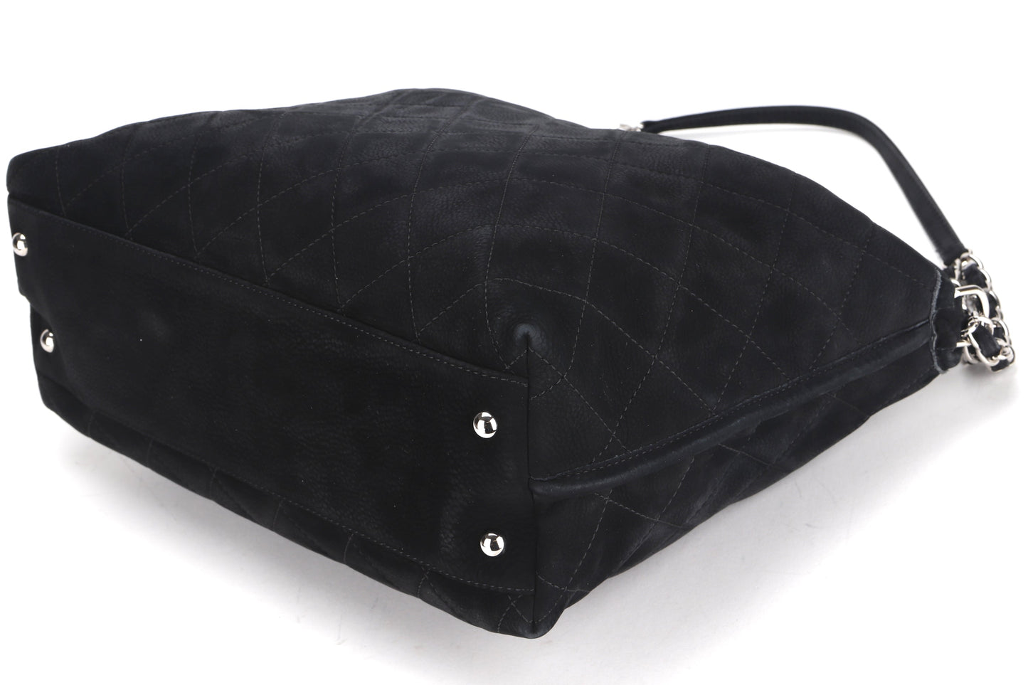 CHANEL FRENCH RIVIERA BAG (1598xxxx) BLACK QUILTED SUEDE SILVER HARDWARE, WITH  & DUST COVER