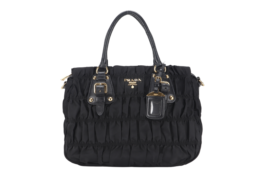 PRADA TESSUTO GAUFRE NYLON NERO (IBA 336) WITH STRAP