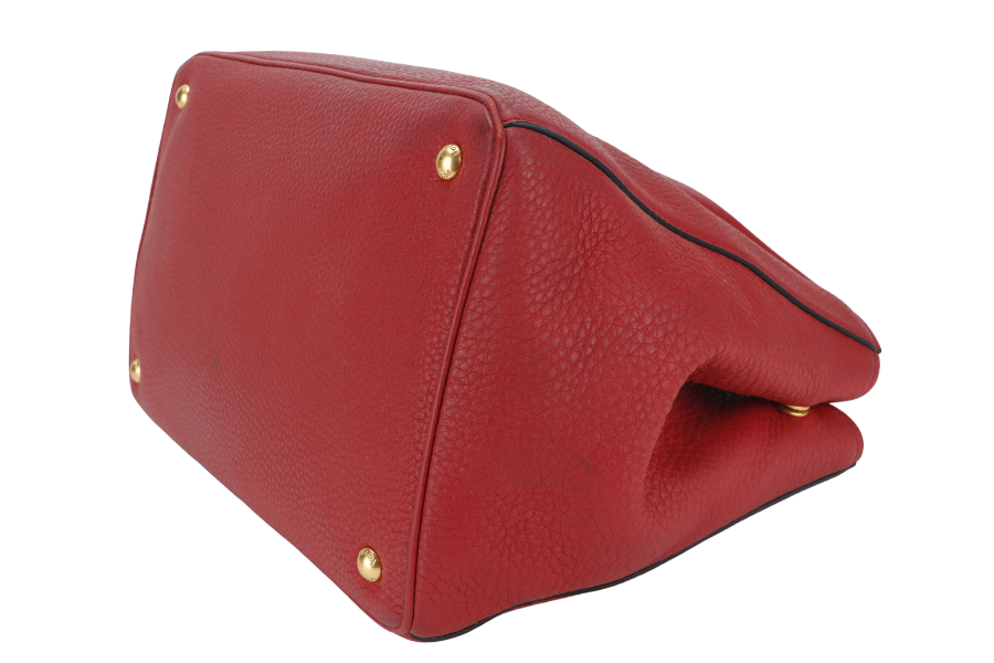 PRADA RED VITELO DAINO TOTE BAG WITH STRAP NO DUST COVER