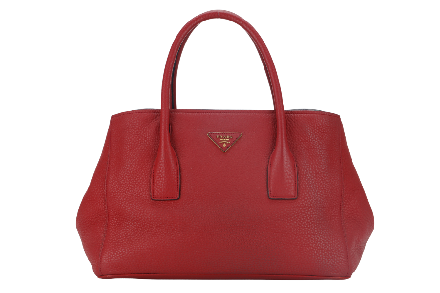 PRADA RED VITELO DAINO TOTE BAG WITH STRAP NO DUST COVER