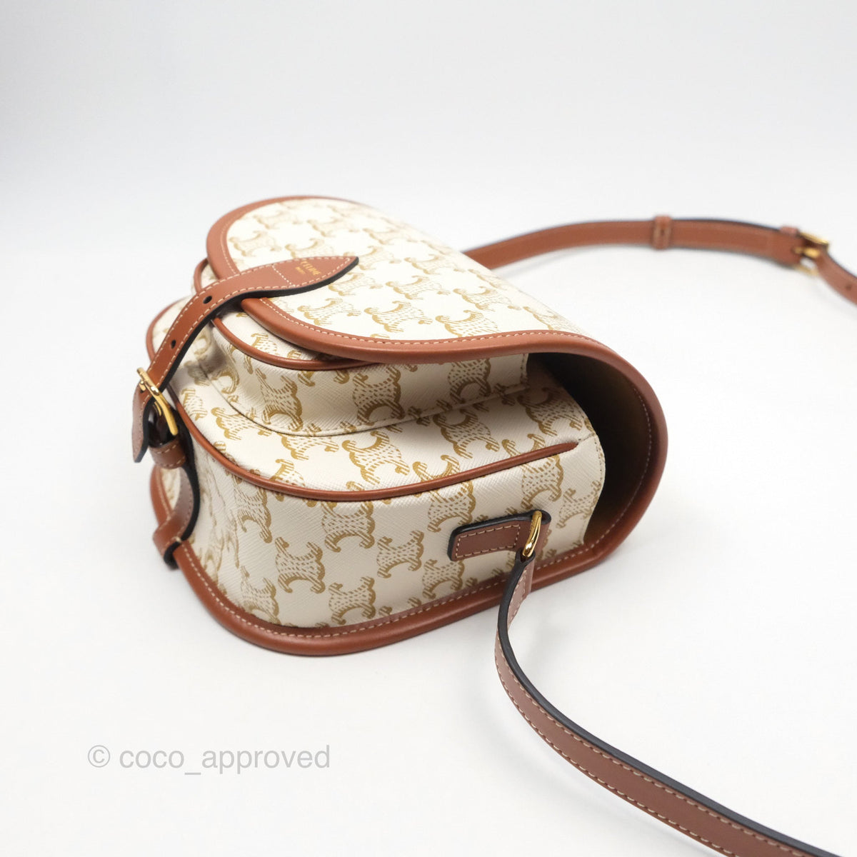 Celine Medium Folco Bag Triomphe Canvas White