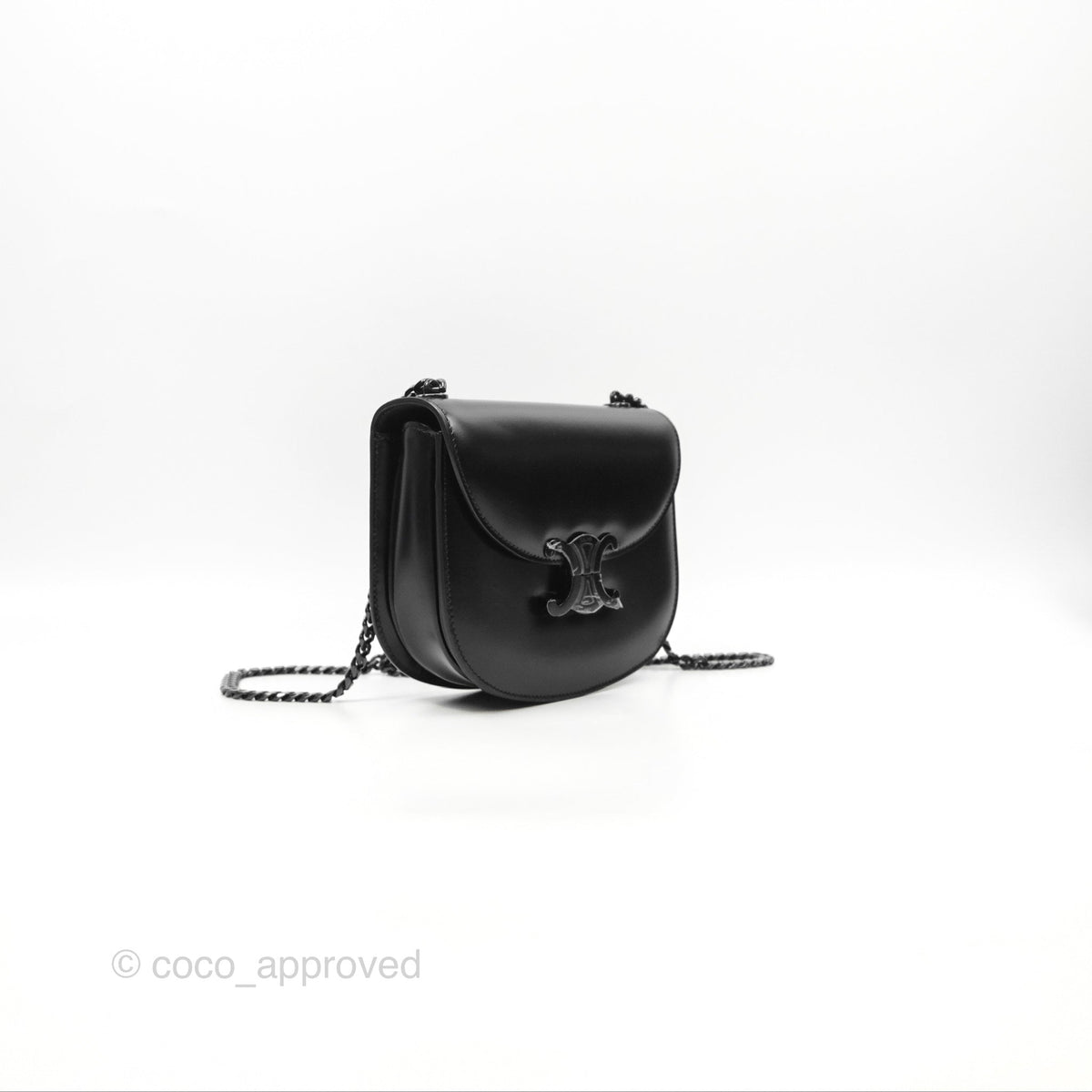 Celine Chain Besace Clea Shiny Calfskin So Black