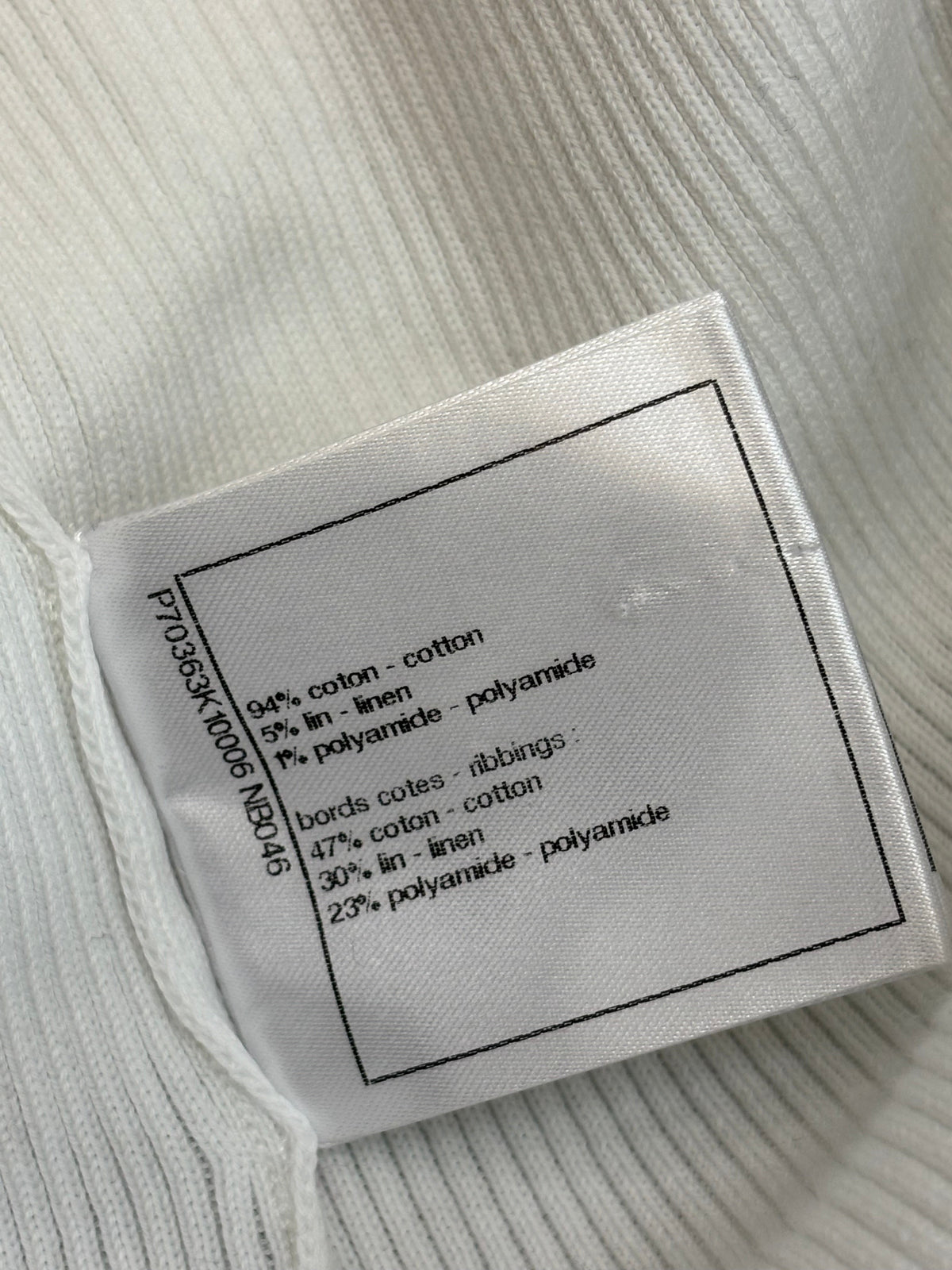 CHANEL White Ribbed Multicolor Clover Tank Top Sz 40