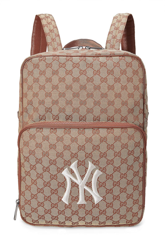 Gucci, Orange GG Canvas New York Yankees Backpack, Pink