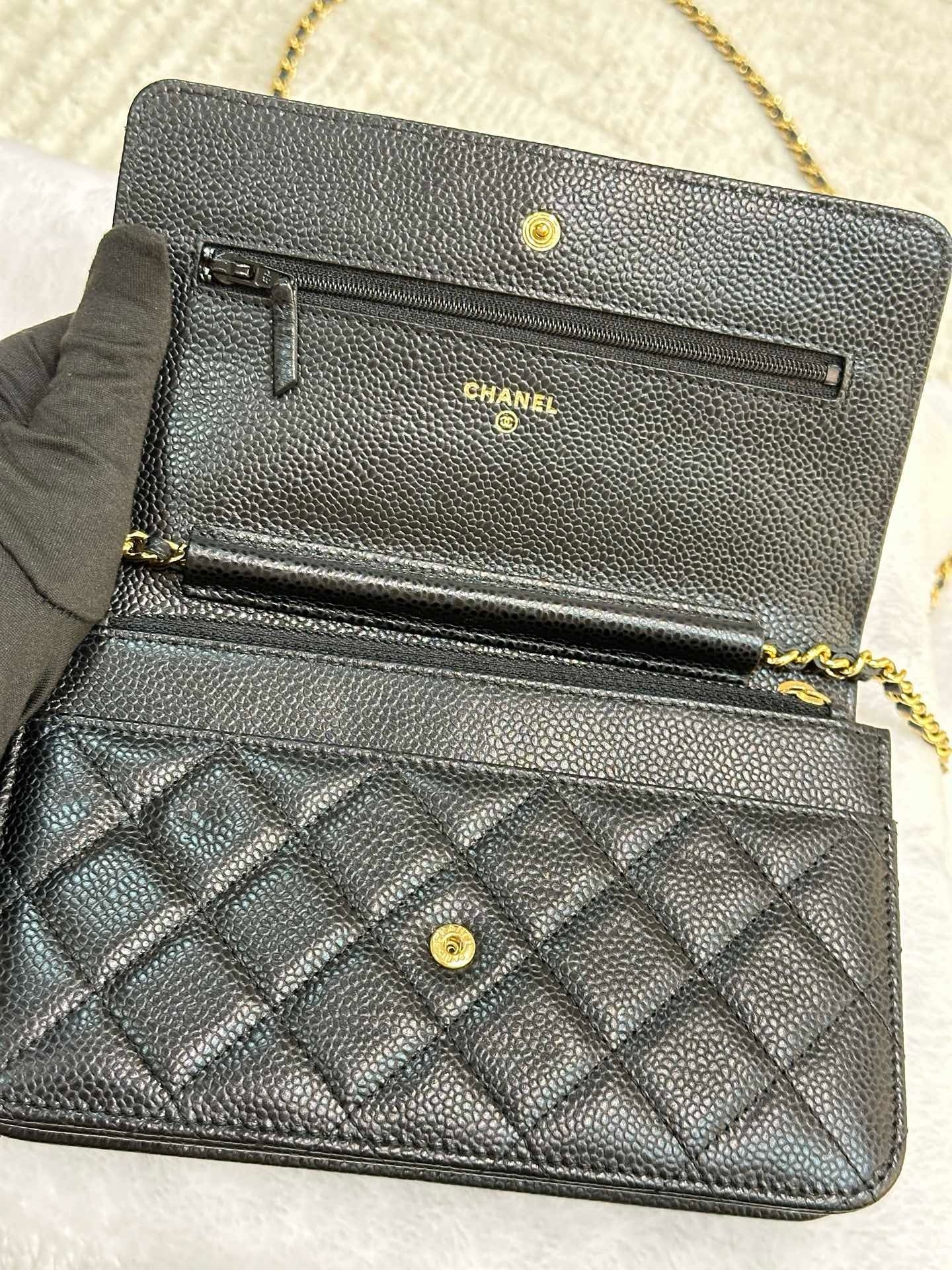 Chanel Classic Wallet on Chain Caviar Black GHW 24 Holo